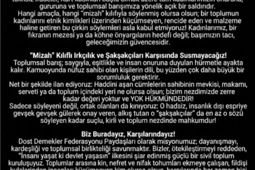Dost Dernekler Federasyonu Genel Başkanı Ayhan Arslan’dan Rahmi Koç’un Sözlerine Sert Tepki: “Kadınların Onurunu Hedef Alan Söylemler Kabul Edilemez”